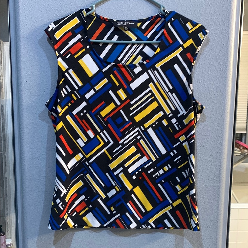 Colorful Geometric Print Sleeveless Top Jones New York